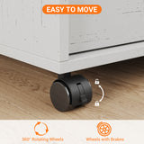 Garvee Archivador Móvil Horizontal de PB con 3 Cajones y Estante Abierto Tiradores de Madera Blanco Antiguo
