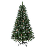Garvee Arbol de Navidad Artificial con Efecto Nevado Pinas y Ramas Realistas Base Estable de Metal, 150 cm Verde y Blanco