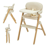 Garvee Trona Evolutiva Ligera para Bebé de PP y Aluminio Asiento de PU con Patas Efecto Madera Beige