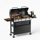 Garvee Barbacoa de Gas Propano y Plancha de Acero Inoxidable 5 Quemadores de 11723W para Exterior
