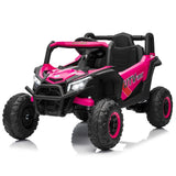 Garvee Coche Eléctrico Infantil 4x4 UTV 12V, Mando a Distancia Parental, Luces LED, Música Bluetooth, Batería 4,5Ah, para Niños de 3 a 6 Años, Rosa
