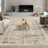 Garvee Alfombra Lavable de Poliéster Efecto Cachemira Diseño Floral Antideslizante para Salón 160x230cm Marrón
