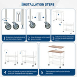 Garvee Carro Auxiliar Multifuncion Resistente con Encimera de Madera y Cestas Metalicas, Blanco
