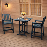 Garvee Set de 2 Sillas Altas de Bar Estilo Adirondack en HDPE Efecto Madera Respaldo Ancho y Apoyabrazos Capacidad 181kg Azul Marino