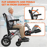 Garvee Silla de Ruedas Ultraligera de Aluminio Aeronáutico y PVC Asiento de 40cm Plegable Gris y Naranja