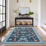 Garvee Alfombra Moderna de Poliester Suave Lavable a Maquina Plegable y Antideslizante, 140x200 cm Azul