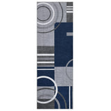 Garvee Alfombra Geométrica Antideslizante Felpa Baja Resistente para Pasillo o Cocina 60x230cm Azul Oscuro - Azul Oscuro