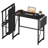 Garvee Escritorio Plegable de Ordenador de 80cm de Hierro y Madera con Patas en Forma de K Negro