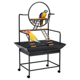 Garvee Jaula Grande de Metal para Pájaros y Loros con Parque de Juegos Superior y Ruedas Plata y Negro
