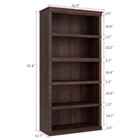 Garvee Estantería de Madera de 5 Niveles, Diseño Colonial, Alta Capacidad, 171 cm Alta, MDF y Marco de Madera, Estabilizador para Sala y Oficina