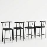 Garvee Set de 4 Sillas Altas de Barra con Asiento de PU y Reposapiés Ergonómico para Comedor 64cm Negro