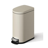 Garvee Cubo de Basura Estrecho de 6L de Acero Inoxidable con Pedal Tapa de Cierre Suave Beige