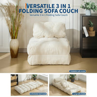 Garvee Sofá Cama Plegable Reclinable Otomana Multifuncional Compacto Versátil para Espacios Pequeños Color Neutro Beige