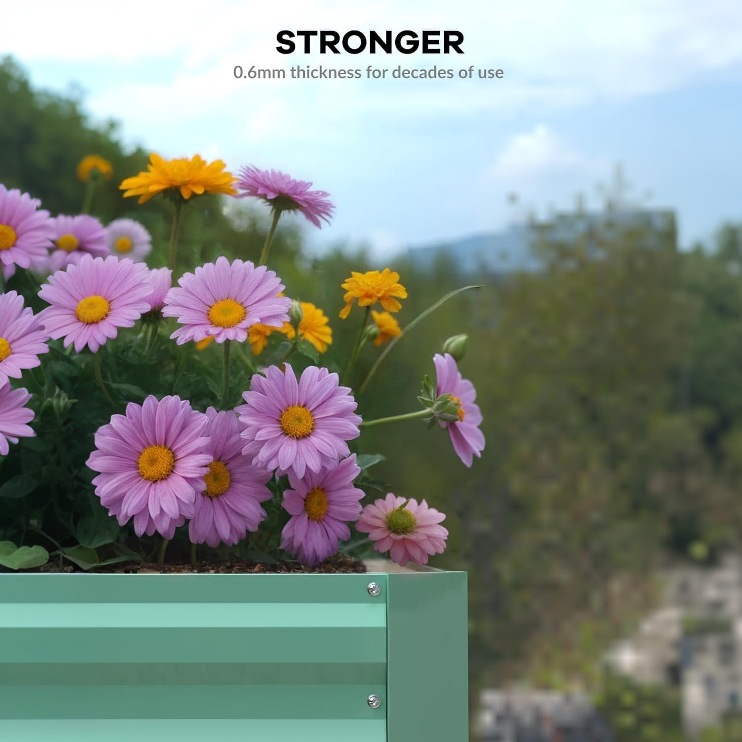 Garvee Juego de 2 Cajas de Jardín Elevadas Galvanizadas 244 × 122 × 61 cm, Metal Duradero, Altura 61 cm, Resistentes al Óxido, Fácil Ensamblaje, Ideal para Flores y Verduras