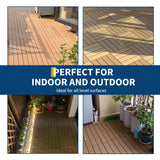 Garvee Set de 48 Baldosas de Terraza Entrelazadas Impermeables Plástico Compuesto Resistente Instalación Sencilla para Exterior e Interior 30x30cm Teca - 