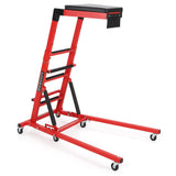 Garvee Camilla de Mecanico Ajustable y Plegable en Acero con Seis Ruedas Soporta 181 kg, 121 a 167 cm Rojo y Negro