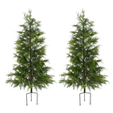Garvee Planta Artificial Ciprés Realista con Luces LED para Decoración Navideña y Maceta 120cm - Verde x 2