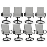 Garvee Sillas de Comedor Giratorias para Patio Transpirables de Secado Rapido Sin Cojin Ocho Unidades, Gris Claro