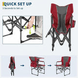 Garvee Pack de 2 Sillas de Camping Director Plegables con Mesa Lateral y Portavasos Soporta 181kg Rojo