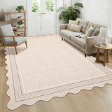 Garvee Alfombra Moderna Lavable y Antideslizante para Sala y Dormitorio Terciopelo Suave Resistente a Manchas Fácil de Limpiar 160x230cm Beige
