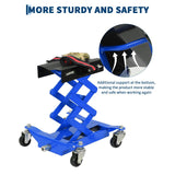 Garvee Gato Manual Tipo Tijera de Perfil Bajo en Acero al Carbono para Transmision con Correas de Seguridad, Base Azul y Tapa Negra - Azul