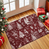 Garvee Felpudo Navideno de Poliester Suave Lavable a Maquina Plegable Antideslizante y Resistente, 60x100 cm Rojo y Blanco