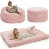 Garvee Sillón Puff Multiusos para Sala de Estar Relleno de Espuma Viscoelástica Funda de Terciopelo Suave y Cómoda Rosa Coral