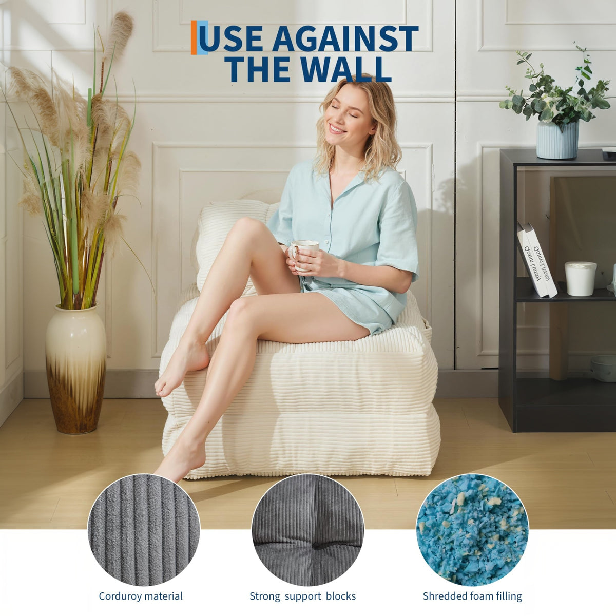 Garvee Sofá Cama Plegable Reclinable Otomana Multifuncional Compacto Versátil para Espacios Pequeños Color Neutro Beige