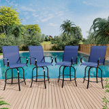 Garvee Set de 4 Taburetes de Bar Giratorios 360° para Patio Respaldo y Reposabrazos Resistentes Azul