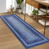 Garvee Alfombra Pasillera Lavable Antideslizante y Resistente a Manchas Diseno Trenzado Pelo Corto, 60x230 cm Azul Marino