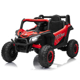 Garvee Coche Eléctrico Infantil 4x4 UTV 12V, Mando Parental, Luces LED, Música Bluetooth, Batería 4,5Ah, Rojo, para Niños de 3 a 6 Años - Rojo