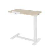 Garvee Mesa Auxiliar Ajustable para Cama con Ruedas Escritorio Móvil Elevación Neumática Bandeja Inclinable Ergonómica para Oficina u Hospital Color Natural