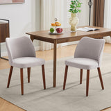 Garvee Set de 6 Sillas de Comedor Elegantes en Lino con Cojines Gruesos Patas de Madera Sólidas Gris - Gris