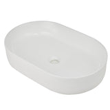 Garvee Lavabo Sobre Encimera Ovalado de Ceramica con Borde Fino y Diseno Moderno Minimalista, 60x37 cm Blanco Brillo