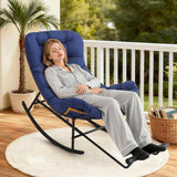 Garvee Set de 2 Reposapiés Papasan con Cojín Extraíble Lavable Estructura Metálica para Patio Azul Zafiro