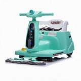Garvee Coche Eléctrico Infantil 2 en 1 con Función de Limpieza Mopa Batería 12V Mando a Distancia 2.4 GHz Luces LED y Bluetooth para Casa Verde Frutal - Verde Fruta