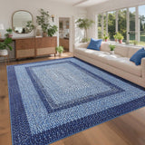 Garvee Alfombra Lavable de Poliéster Trenzado con Base TPR para Salón o Dormitorio 200x290cm Azul Marino