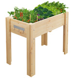 Garvee Cama de Jardín Elevada de Madera con Forro No Tejido Gran Capacidad de Cultivo 86x46x76cm Barniz - Barniz Claro