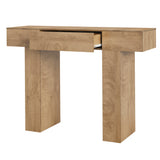Garvee Mesa Consola Estrecha Industrial con Un Cajon Central y Estante Inferior, 120 cm Roble Anillo Anual