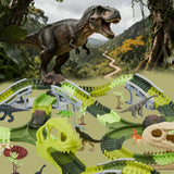 Garvee Set de Pista de Carreras de Juguete Flexible con Temática de Dinosaurios Construcción Creativa Infantil Verde