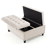 Garvee Mesa de Centro Otomana Cuadrada con Almacenaje Acolchada Multifuncional Soporta 136kg Blanco - Beige