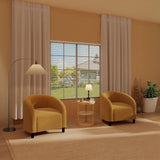 Garvee Set de 2 Sillones Club Redondos de Bouclé y Sherpa Asiento Acolchado Suave para Recepción Amarillo - Blanco