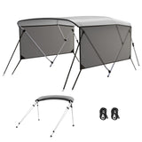 Garvee Toldo Bimini para Barco de 3 Arcos de 183x200-213 cm, Cubierta Protectora de Lona Marina 600D Impermeable y Anti-UV con Cortinas Laterales de Malla Desmontables y Funda de Almacenamiento, Gris - Gris