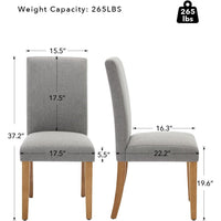 Garvee Set de 4 Sillas de Comedor Tapizadas en Tela Moderna Respaldo Ergonómico Curvado Patas de Madera Robusta para Cocina y Oficina Gris