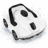 Garvee Robot Limpiador Inalámbrico de Piscina Succión Potente y Filtro Eficiente Autonomía 130 Minutos Autoparking Ideal Fondo Plano Estándar Europeo Blanco