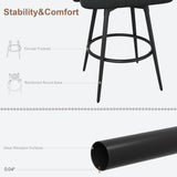 Garvee Taburetes de Bar Giratorios con Respaldo en Forma de Hoja y Asiento Tapizado en Lino Ocho Unidades, Negro - Negro