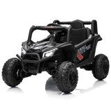 Garvee Coche Eléctrico UTV Infantil de 12V, Vehículo Todoterreno con Mando a Distancia Parental, Suspensión de Muelles, Luces LED y Música USB, Hasta 30 kg, Negro