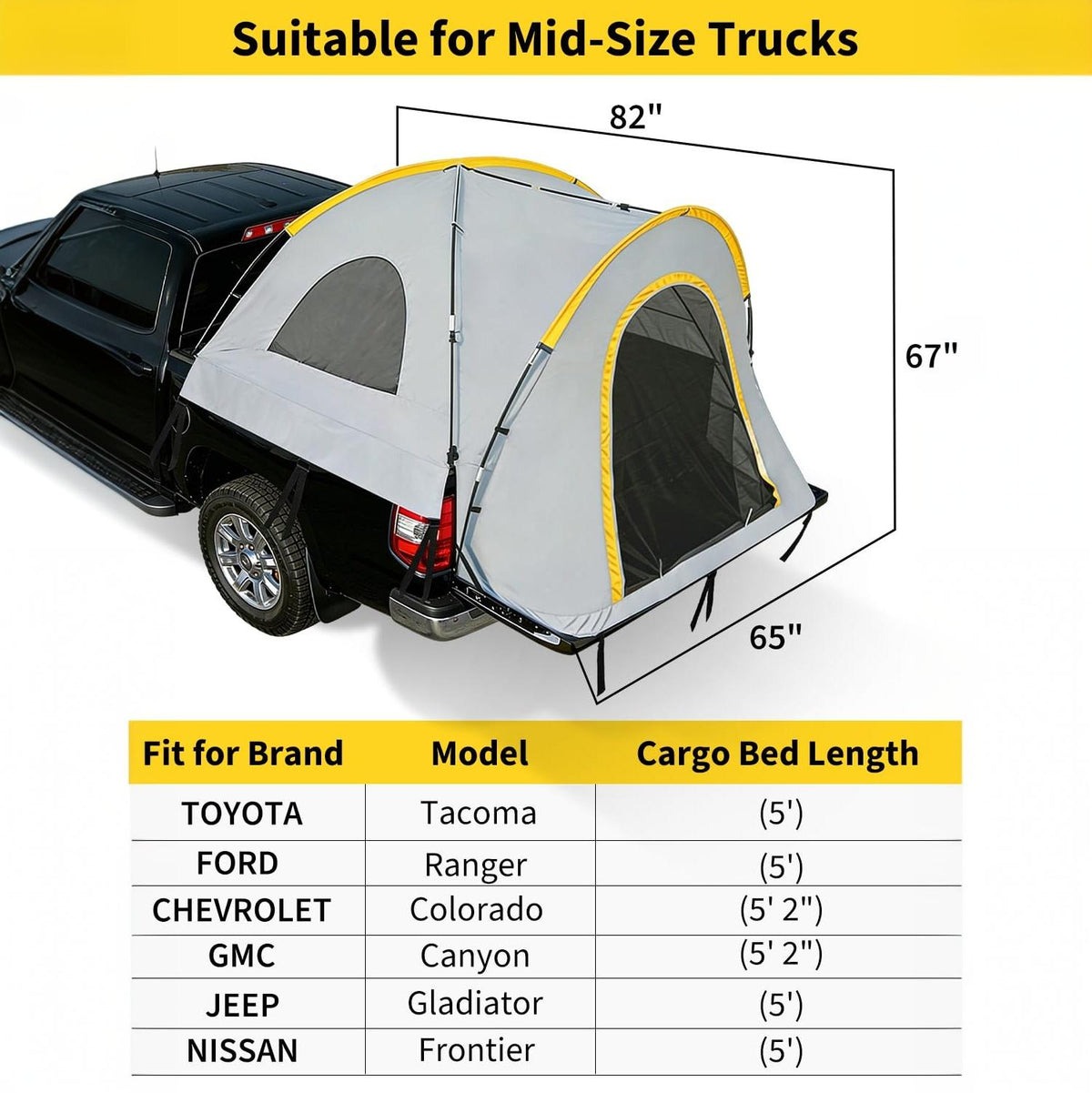 Garvee Tienda de Campaña para Camioneta Talla S con Toldo Impermeable Oxford 210D para Camping y Viajes
