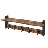 Garvee Perchero de Pared con Estante Flotante de Madera y Hierro Organizador para Entrada 45cm Negro