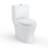 Garvee Inodoro Alargado de Una Pieza de Cerámica Asiento V Cierre Suave Doble Descarga 3L y 4.8L Blanco